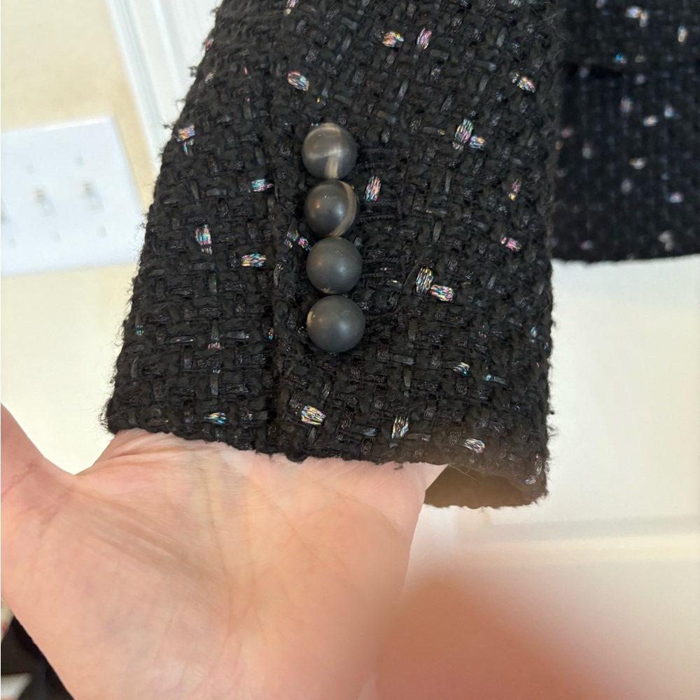 NWOT! Ann Taylor Black & Metallic Tweed Blazer - Picture 7 of 10